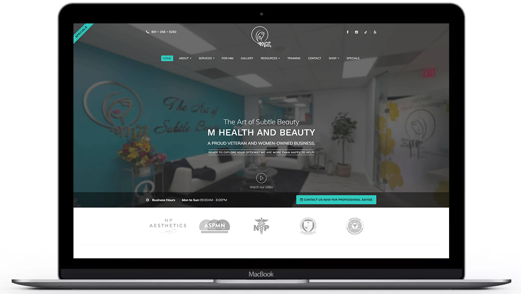  M Health and beauty website home page